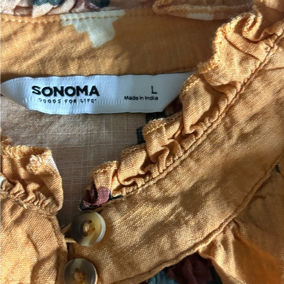 Women’s Sonoma Colorful short sleeve blouse. L Burnt Orange. - Picture 8 of 10